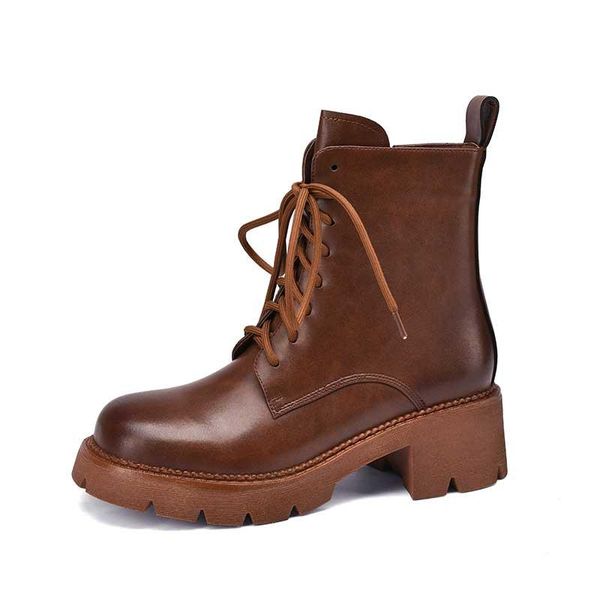 

boots mordoan genuine leather 2021 autumn women's round toe mid-heel ankle for women, Black