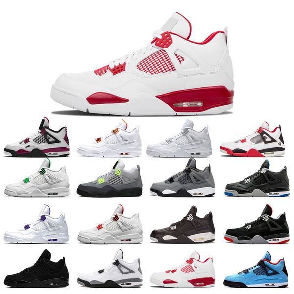 

4 4s basketball shoes men woman black cat court purple university neon bred alternate motorsport orange metallic white cement cool grey clas