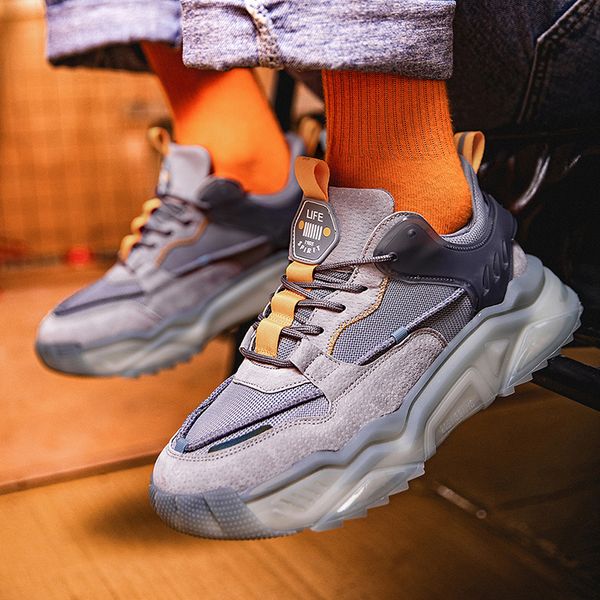 

trendy reflective running shoes mens summer chunky sneakers outdoor breathable sports shoes mesh walking shoes zapatillas hombre