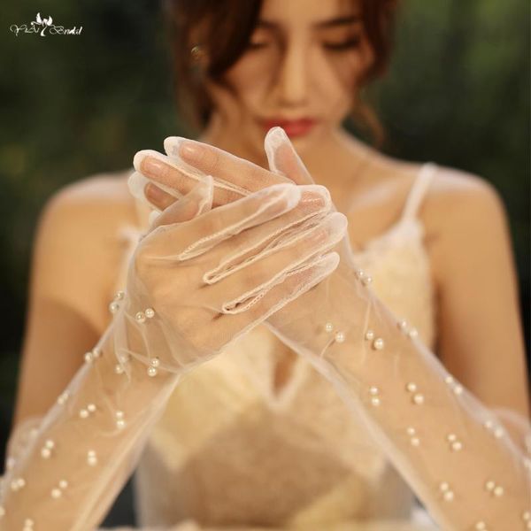 

bridal gloves lzp534 beaded full finger long wedding, White
