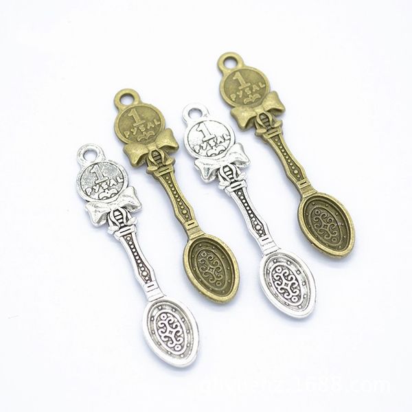 

bulk 150pcs/lot 1 pysal trendy bowknot vintage spoon tableware pendants charms for jewelry making charm antique colors, Bronze;silver