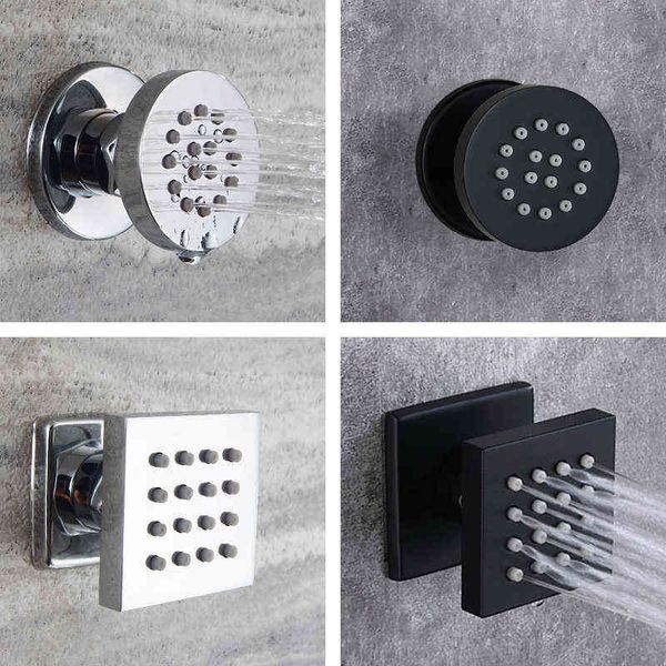

black bathroom solid brass square chrome plate body shower spray jets shower head wall sprayer water saving massage spa body jet h1209