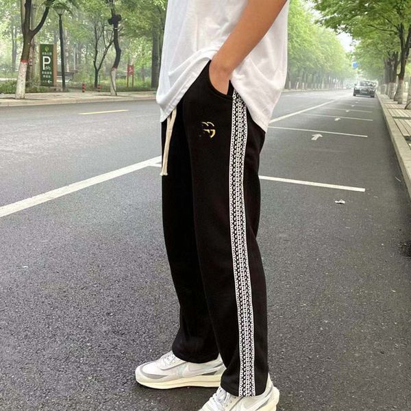 

21ss spring summer new ribbon gold stard double straight men and women lovers casual guard pants fashion, White;black