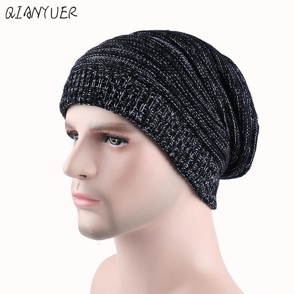 

ball caps winter hat men solid color knitting wool beanies autumn warm comfortable outdoor accessories thick cotton hats, Blue;gray
