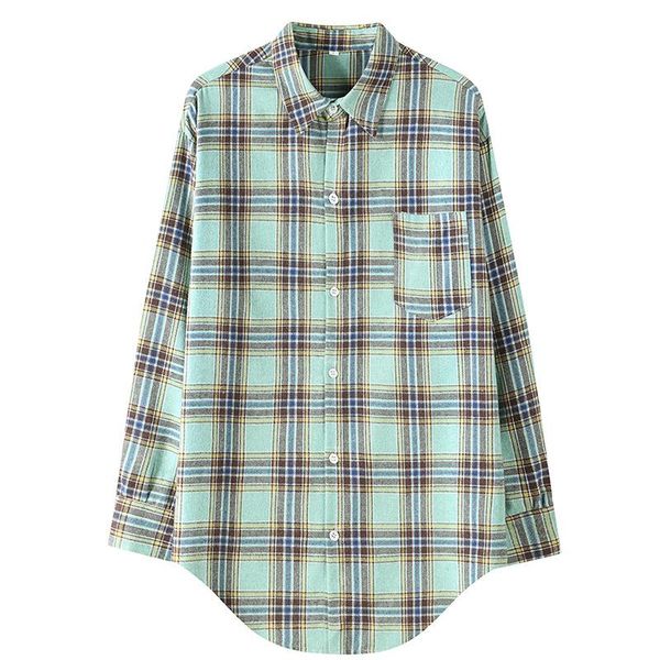 

women's blouses & shirts 2021 plaid women and long sleeve oversized cotton ladies casual blusas one pocket loose female checked shirt, White