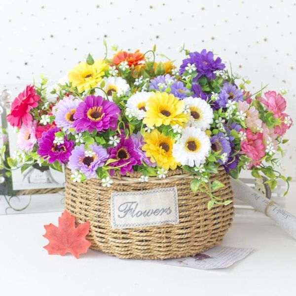 

decorative flowers & wreaths artificial silk chrysanthemum 7 heads daisies fake decoration for home garden wedding