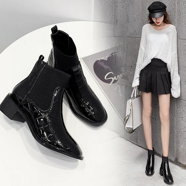 

boots thick short medium heel children's, Black