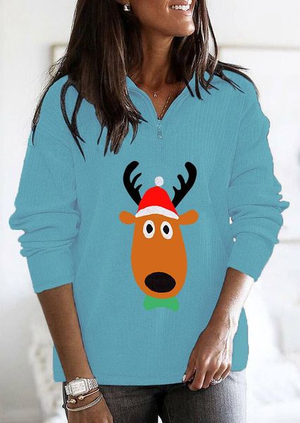 

women's hoodies & sweatshirts christmas loose plus size stand collar zipper long sleeve sweatshirt womens winter, Black