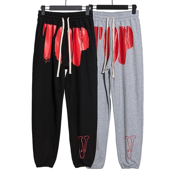 

men's pants trousers female couple loose street hip-hop trend cotton casual letter printing 007, Black
