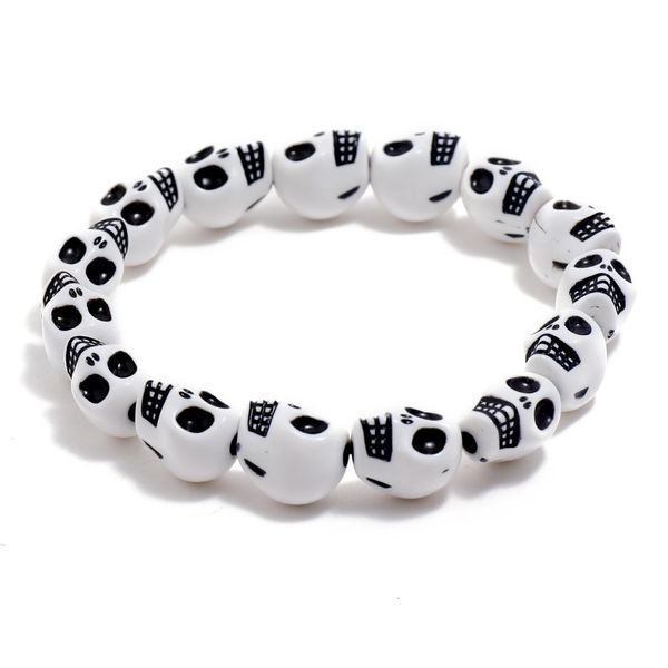 

bangles bracelet personalized skull men's and women's same hand string ghost head beaded halloween jewelry, Black