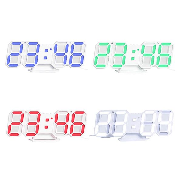 

wall clocks 3d led digital clock bedroom desk alarm electronic hanging deskwatch 12/24 hour calendar home decor gift