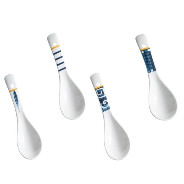

4pcs japanese ceramic soup spoons simple rice spoons for home restaurant
