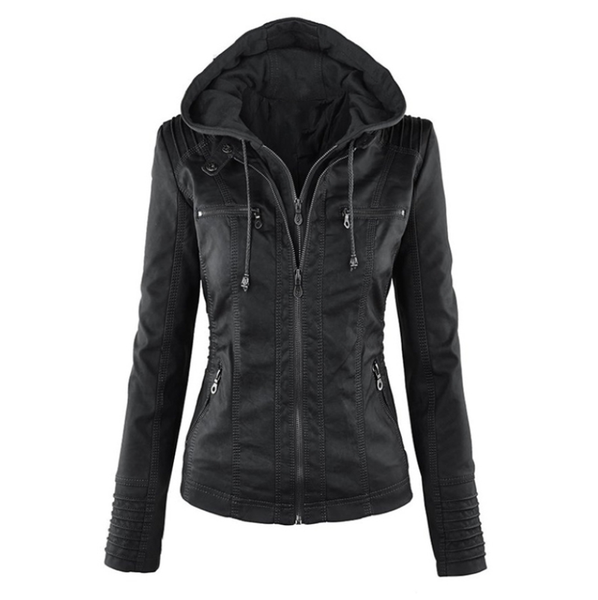 

women's leather & faux 2021 women autumn winter soft jackets coats lady black pu zipper epaule motorcycle streetwear