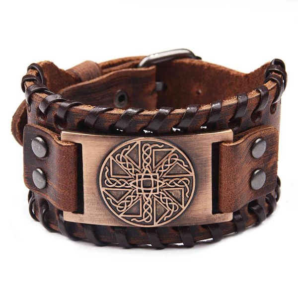 

chino new irish knot amulet leather russian jewelry pagan bracelet, Golden;silver