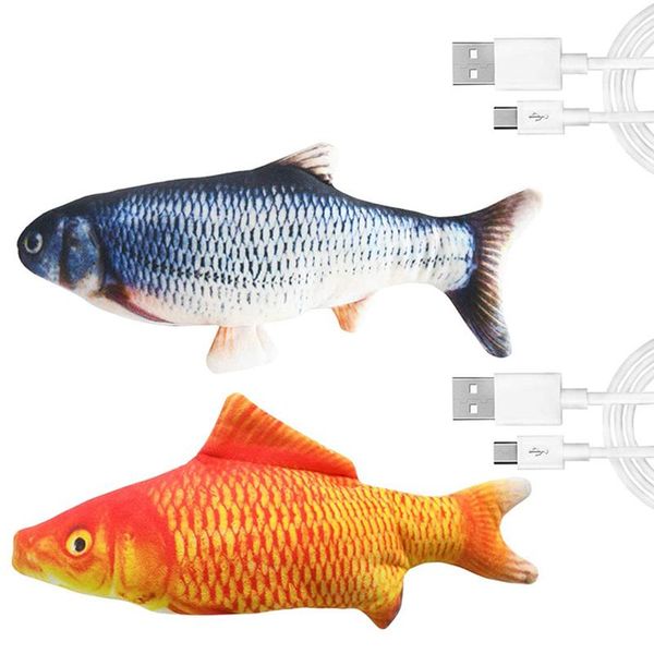 

cat toys 2 pack electric moving fish toy, realistic plush simulation wagging toy catnip kicker