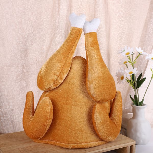 Cappelli di tacchino arrosto in peluche, cappello decorativo, pollo cotto, uccello segreto per la festa in costume del Ringraziamento