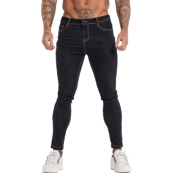 Calças de jeans magras dos homens Homme calças de cintura alta clássico hip hop estiramento mens calças de algodão confortável moderno comprimento total zm141