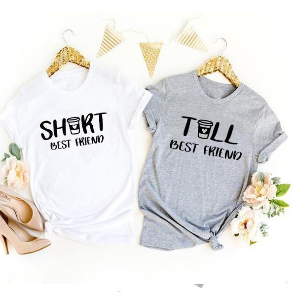 

friend printed tshirt tall short e bff matching t-shirts women's casual cotton short sleeve, White