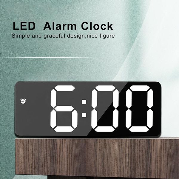 

other clocks & accessories mirror led alarm clock digital voice control snooze time temperature display night mode reloj despertador