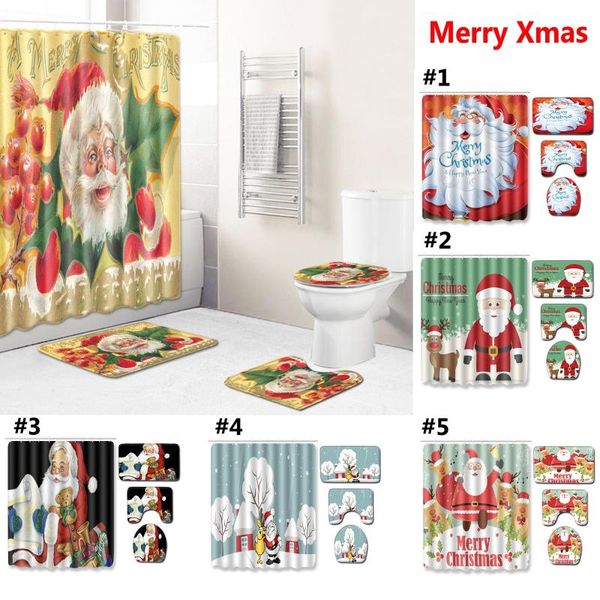 

bath mats 4pcs combination christmas bathroom floor mat toilet shower curtain