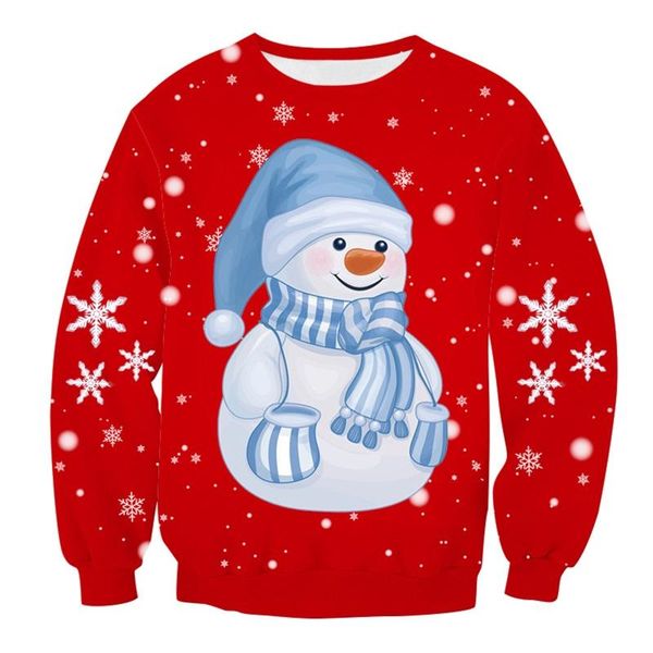 

women's hoodies & sweatshirts couple christmas long sleeve sweatshirt cartoon snowman snowflake print pullover o-neck loose holi, Black