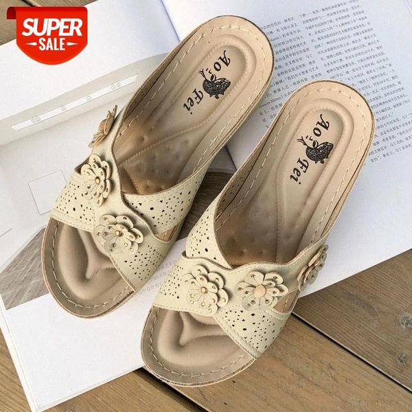 

2021 summer gladiator women flat sandals open toe casual beach ladies shoes bohemian slip on wedge roman sandals flip flops #0e7e, Black
