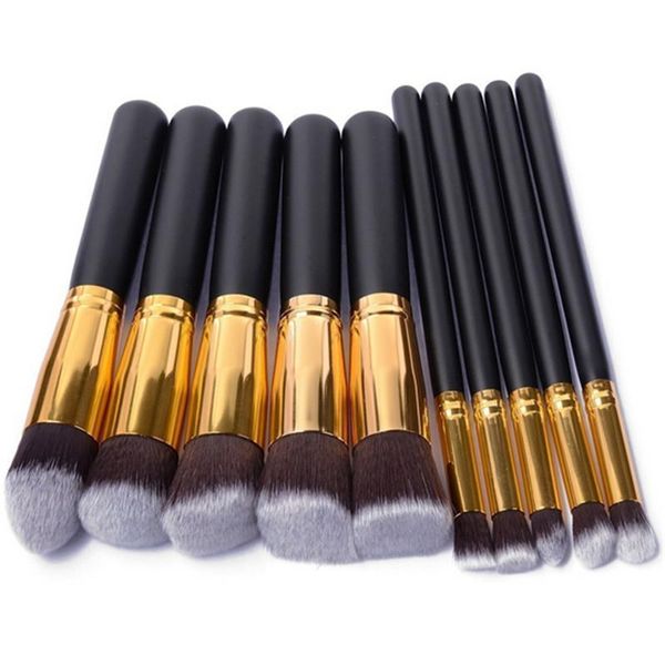 

eyelash curler 10 pcs makeup brushes set pincel maquiagem cosmetics maquillaje tool powder eyeshadow cosmetic black gold