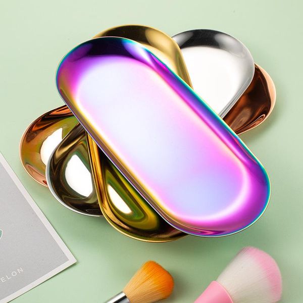 

nail art kits tray internet celebrity stainless steel jewelry golden color long strip gold deskdecorations