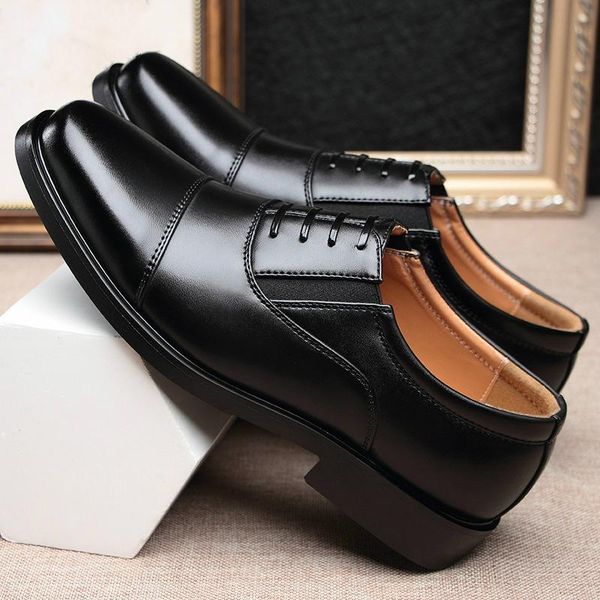 

dress shoes spring men formal business footwear male rubber sole lace up pu leather wedding black elegant 38-44