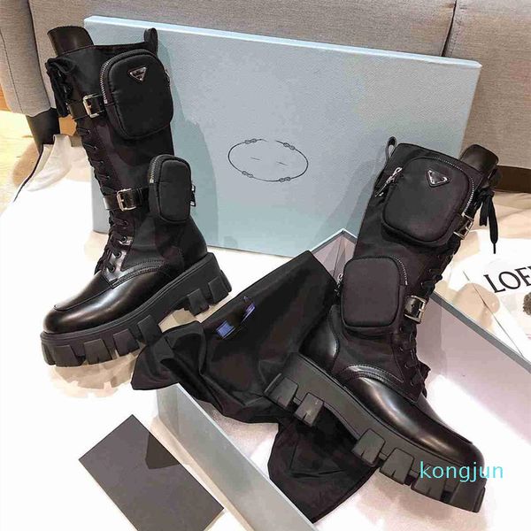 

designer- women boots ankle nylon combat boot designers winter fashion ankle nylon bouch attached ankle boots, Black