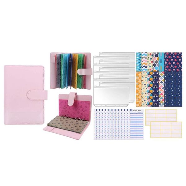 

gift wrap 2 set binder budget cash envelope system planning, pink & multicolor