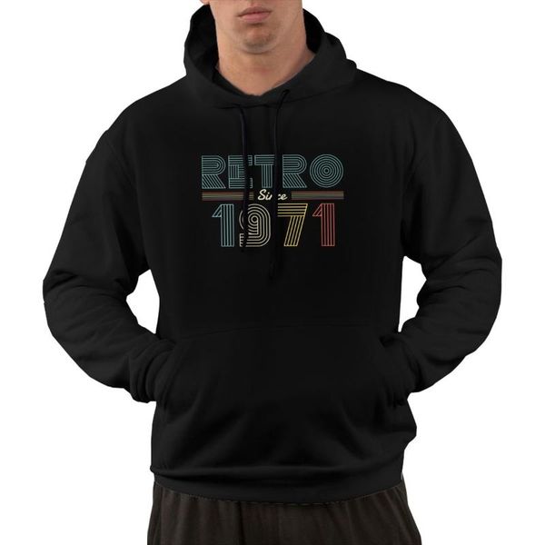 

men's hoodies & sweatshirts retro since 1971 50 year old gifts 50th birthday printed oversized men france polyester goth tee streetwear, Black