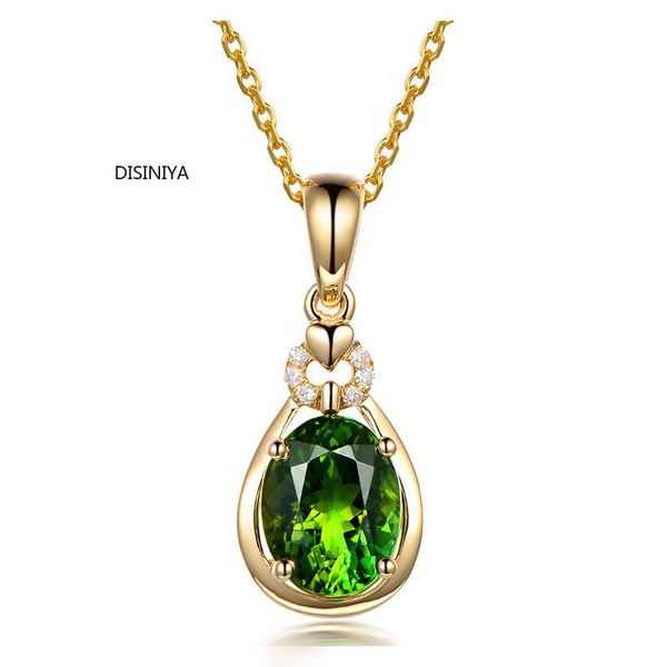 

pendant necklaces gold color cz green crystal necklace chokers for women drop womens jewelry waterdrop heart gift, Silver