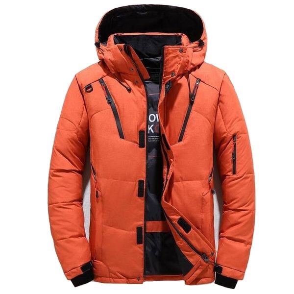 

winter duck down jacket men outwear thick warm snow parka mens hooded windbreaker overcoat fashion outdoor jackets 4xl 211119, Black