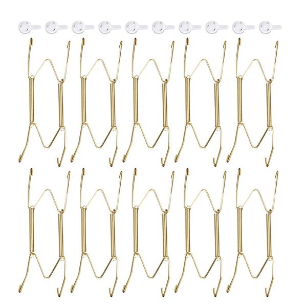 

hooks & rails 10 pack plate hangers, 6 inch wall hangers and hooks, compatible 5 to 7 decorative plates, antique china