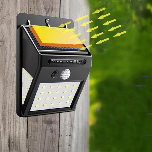 

smart led three sided durable solar energy wall lamps wide-angle waterproof courtyard anti-thunder motion sensor energy-saving