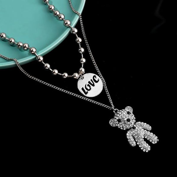 

chokers women's necklaces sweet vintage jewelry hip hop fashion sweater chain bear style birthday gifts, Golden;silver