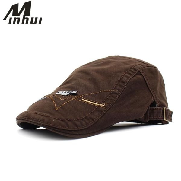 

berets minhui 2021 fashion hats for men adjustable visors gorras planas flat cap beret hat, Blue;gray