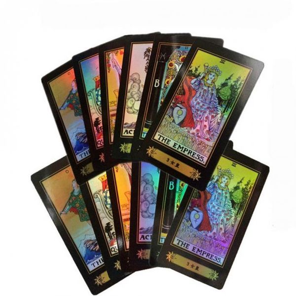 Gioco da tavolo olografico 78 PCS Shine Cards Edizione completa per astrologo Regole inglesi Aspetta Tarocchi