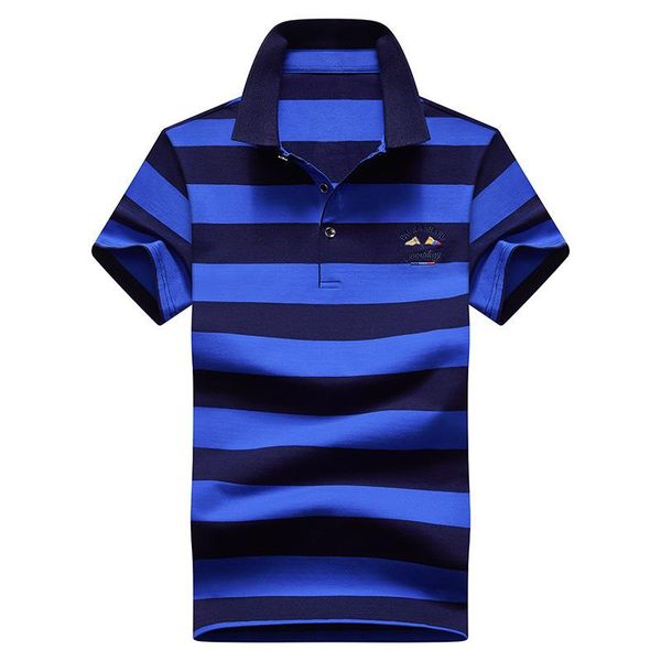 

men's polos summer mercerized cotton short-sleeved t-shirt young and middle-aged lapel striped slim-fit british shor, White;black
