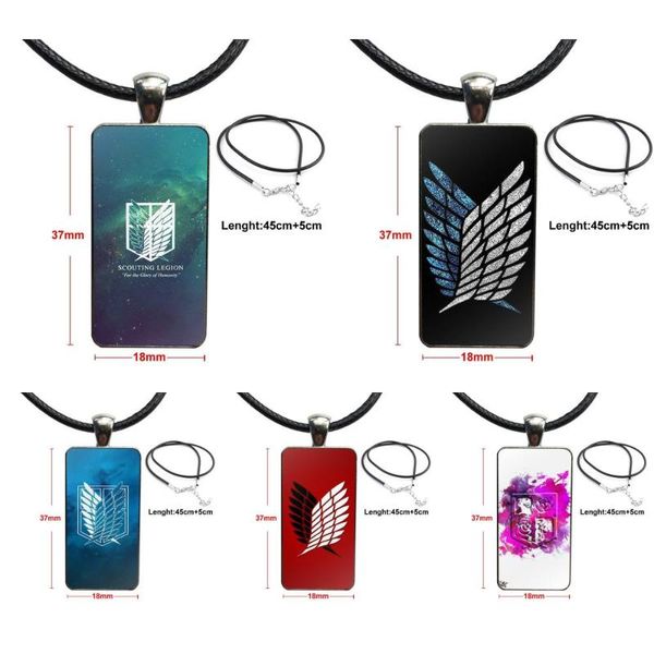 

pendant necklaces for women choker glass necklace handmade half rectangle anime attack on titan survey corps, Silver