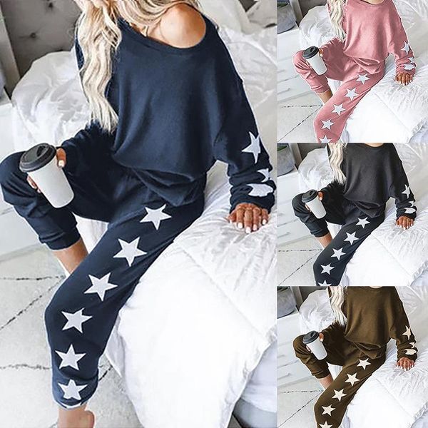 

women's tracksuits suit stars pattern casual 2 pieces t-shirt spring clothes 2021 outfits female set, Gray