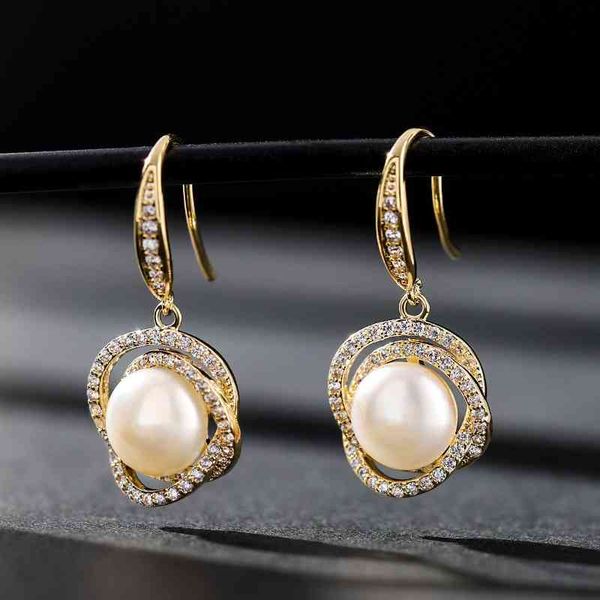 

della's elegant temperament fresh water pearl earrings for women, Black