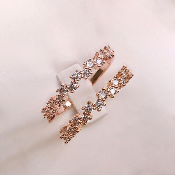 

wedding rings classic rose gold/gold crystal for women party engagement ring jewelry accessories, Slivery;golden