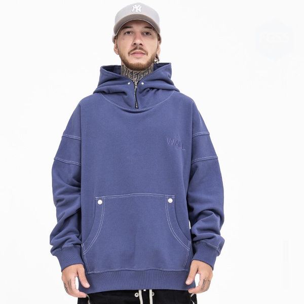 

men's hoodies & sweatshirts high street fashion embroidery half zip puller hoodie, Black
