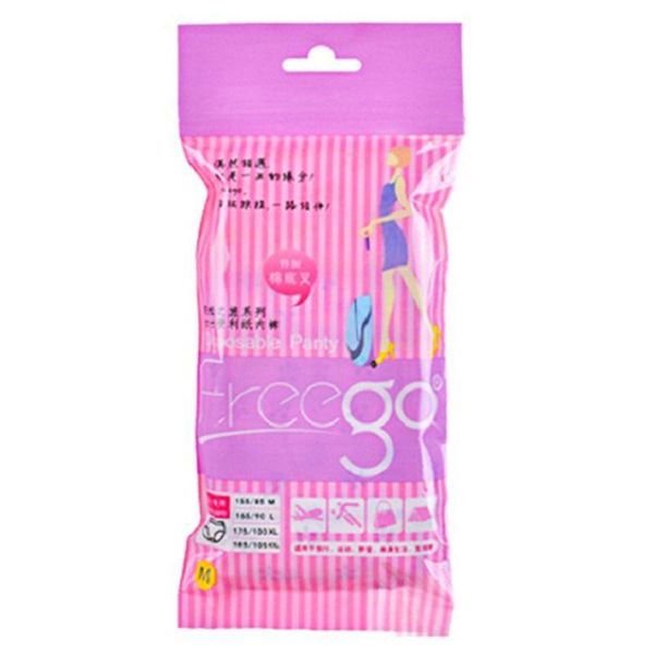 

women's panties 40gc 7psc/pack women plus size non-woven cotton underwear postpartum travel floral printed disposable briefs underpants, Black;pink