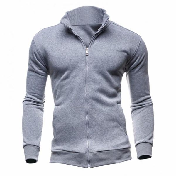

men's hoodies & sweatshirts men hoodie stand collar solid color elastic cuff zipper warm business cardigan spring autumn casual coat 20, Black