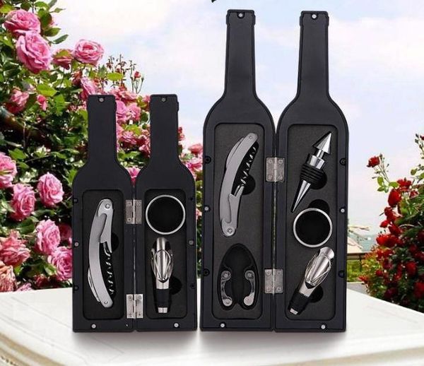 3 PZ 5 PZ / Set Bottiglia di vino Apri Bottiglia Stopper Guerra Accessori Corkscrew Kit Foil Cutter Holder Opener Wine Opener Wine Tools Commercio all'ingrosso