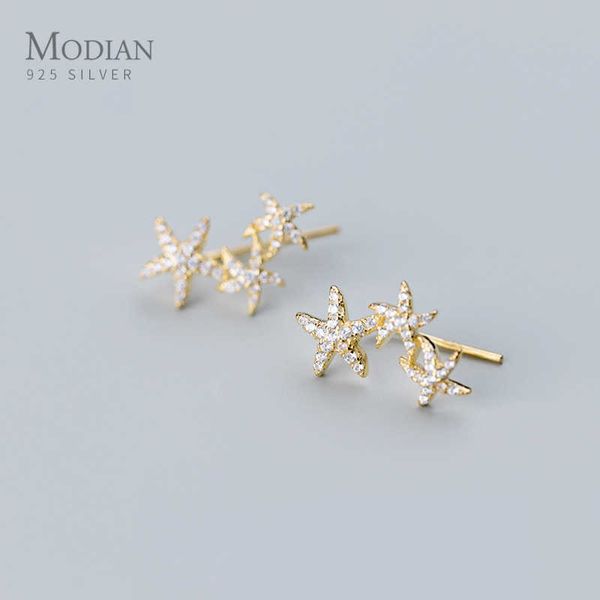 

shiny zircon luxury starfish clips earring for women 925 sterling silver fashion wedding engagement statement jewelry 210707
