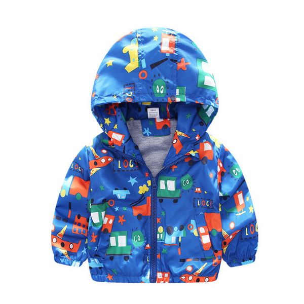 

wholesale 2021 new spring baby girls boys coat cartoon plane dinosaur koala dog penguin hooded outwear fashion clothes e9633, Blue;gray